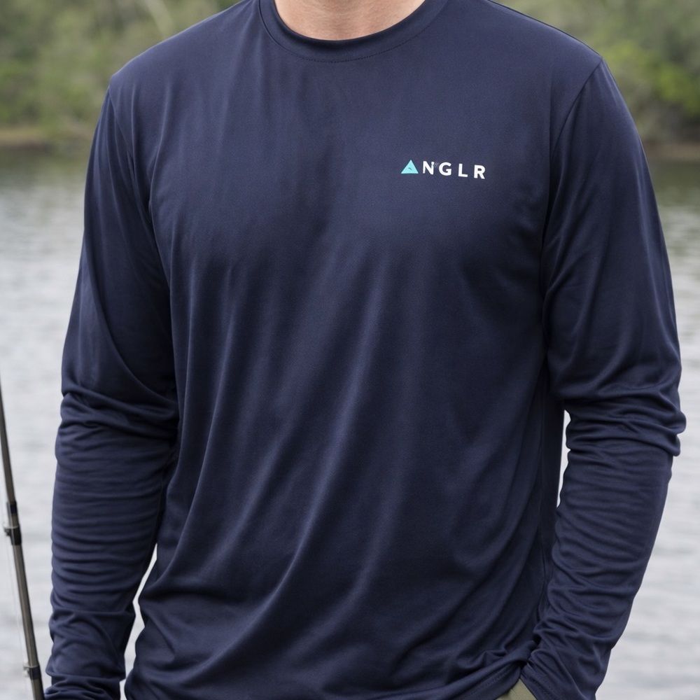 ANGLR Men’s Long Sleeve Fishing Shirt XXL Navy Performance Tee NWT